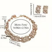 An Elegant Pearl Choker Necklace and Earrings Set